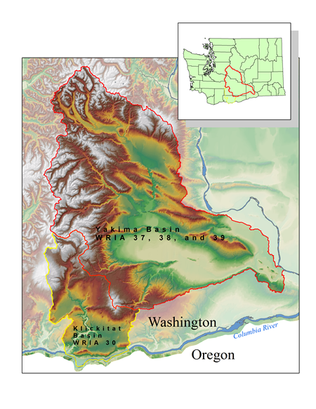 Yakima and Klickitat River Basin Map